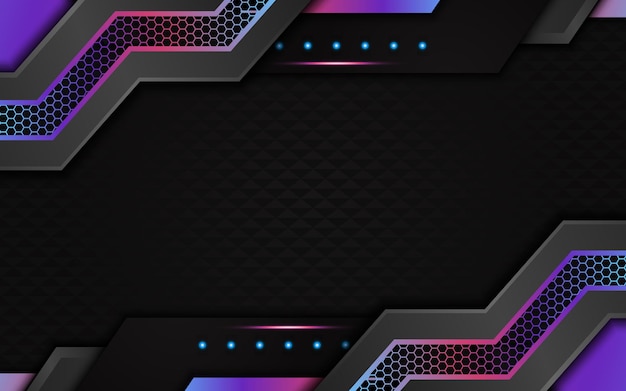 modern gradient glow purple pink on dark metallic background with hexagon pattern