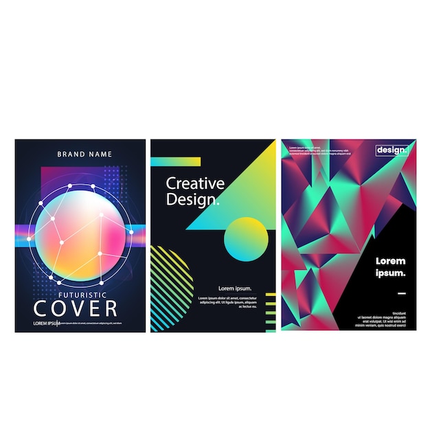 modern gradient poster background vector set minimalist style cover template with vibrant perspecti
