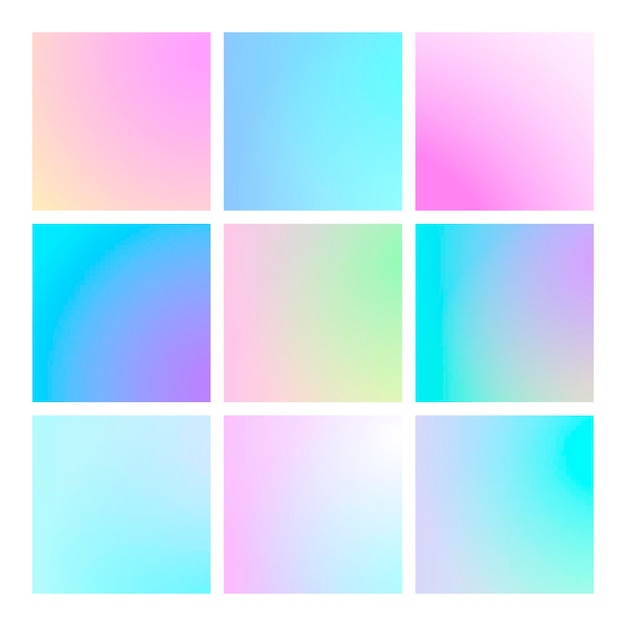 Modern gradient set with square abstract backgrounds.