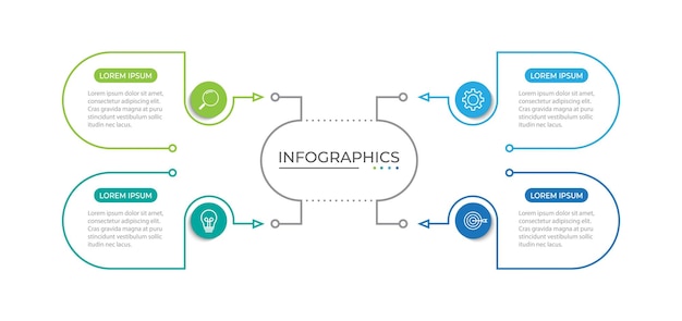 modern infographic template creative circle element design with marketing icons 4 steps