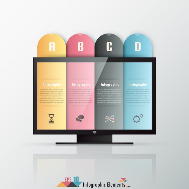 modern infographics options banner with screen