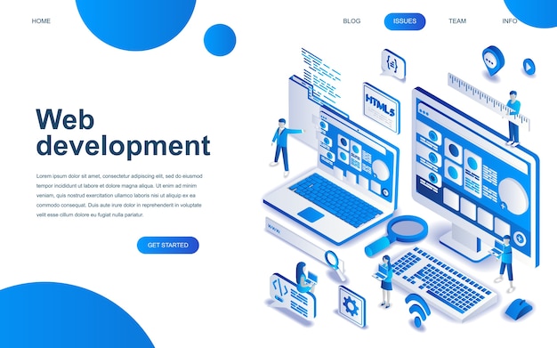 modern isometric design concept of web development