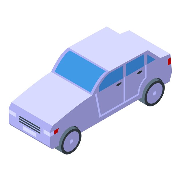 modern light sedan car parked in isometric view