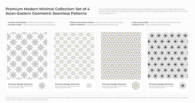 Modern Minimal Geometric Seamless Pattern Set Arabic Persian and Oriental Design bundle vector