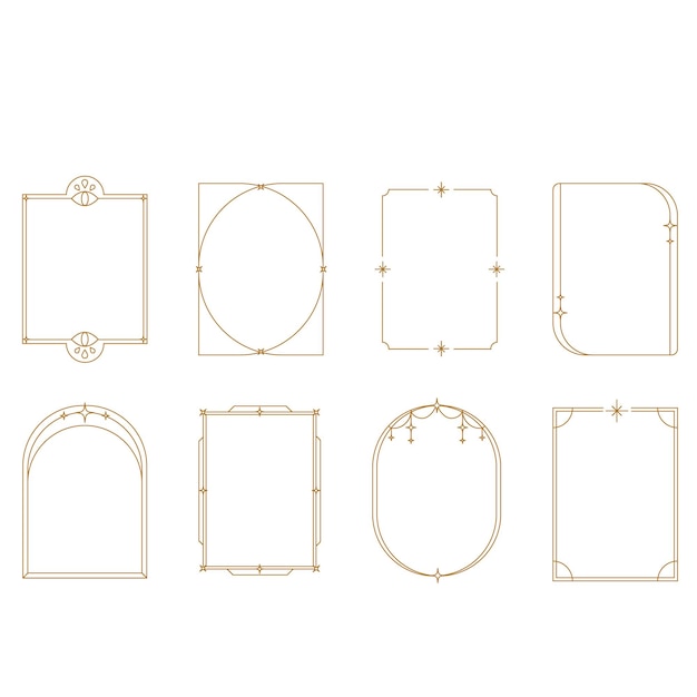 modern minimalist aesthetic line elements frames with stars geometric forms simple decorative