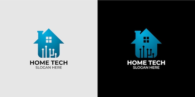 Modern minimalist technology home logo