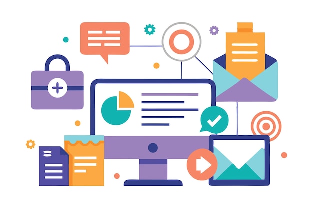 modern office business computer data analysis communication concept