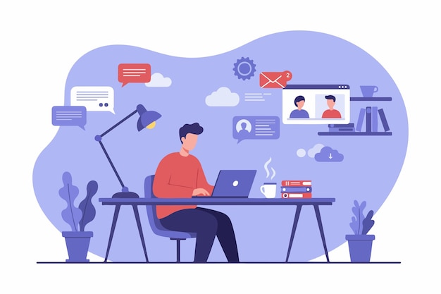 Modern Office Work Scene Illustration