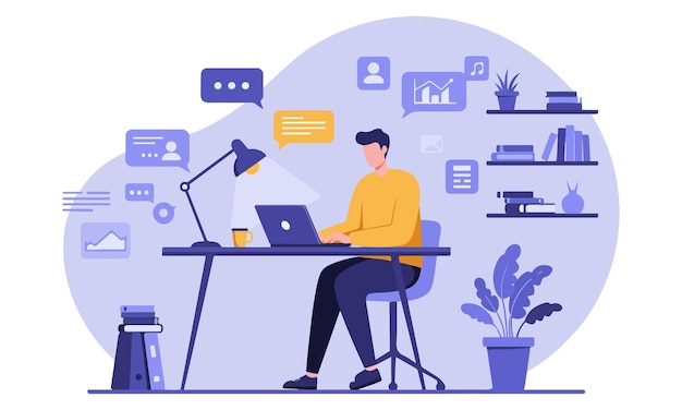 Modern Office Work Scene Illustration