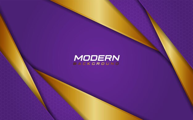 Modern Purple Background with Golden Dynamic Line Shapes Vector Illustration Design Template Elemen