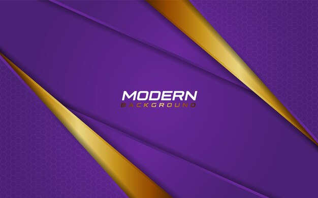 Modern Purple Background with Golden Dynamic Line Shapes Vector Illustration Design Template Elemen