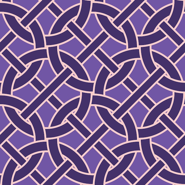 Modern Retro Abstract Complex Chain Style Circles Diagonal Stripes Geometric Interlock Pattern