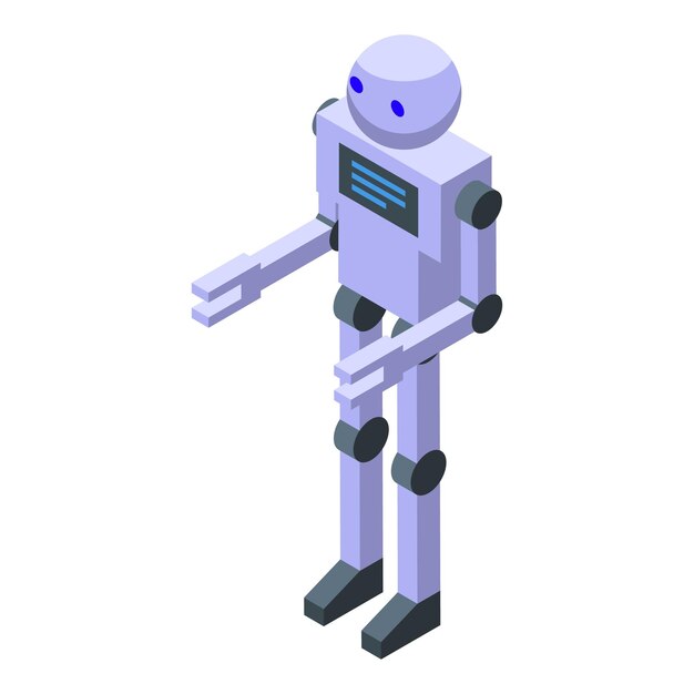 Modern robot standing and moving arms isometric view