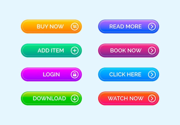 Modern Rounded Web Interface Buttons Set