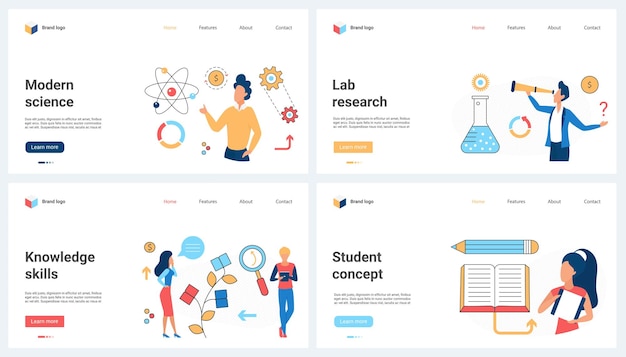 Modern science and laboratory research skills growth education and study of student set