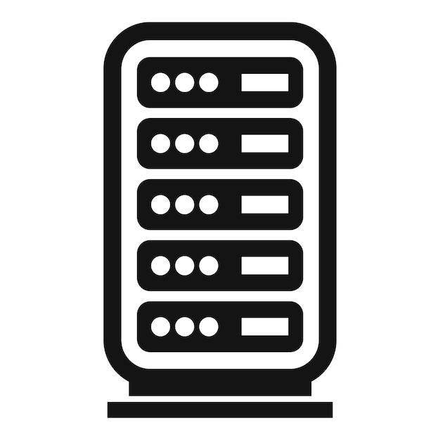 Modern server rack icon for data storage and network infrastructure in black and white