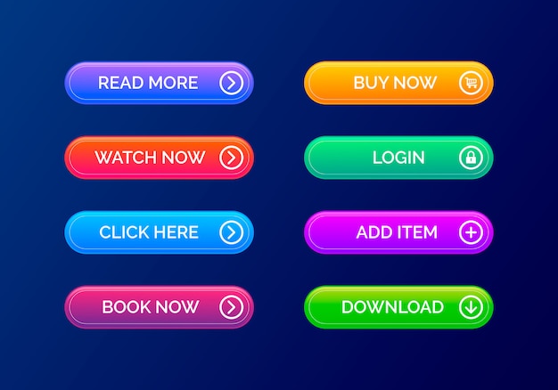 Modern set of  buttons for web design. Set of website buttons
