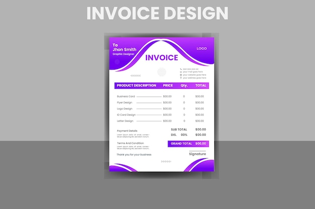 Modern simple designer invoice