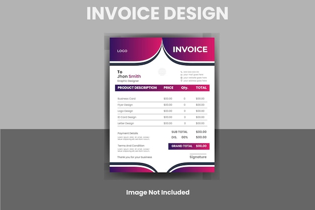Modern simple designer invoice