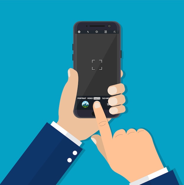 Modern smartphone with camera application.style