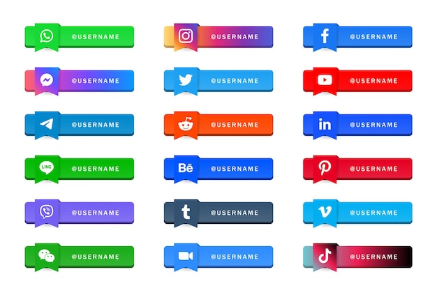 Modern social media icons logos or network platform banners facebook instagram whatsapp logo icon