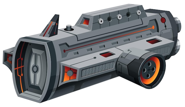 modern spaceship on white