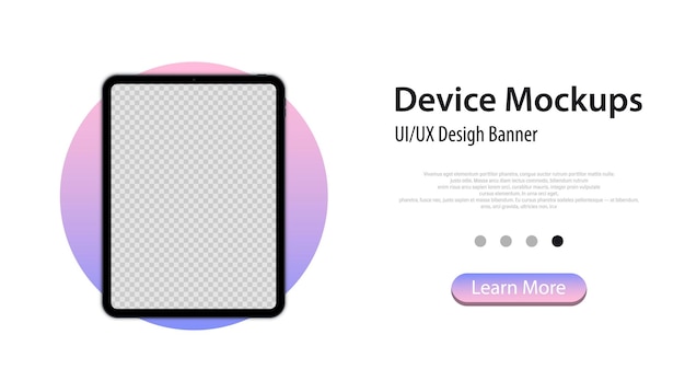 Modern tablet mockup - front view. Tablet mockup banner. Business concept. Mockup devices. Tablet blank screen, template for presentation UI design interface. Vector illustration