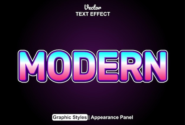 modern text effect with purple color graphic style and editable