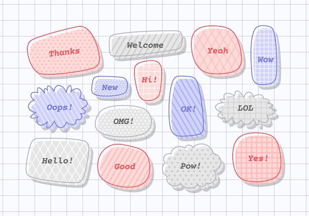 Modern textured comic speech bubbles template Pastel bubble chat collection