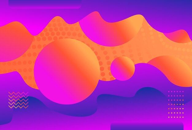 Modern trend purple gradient background with rainbow circles and wavy curtains Abstract banner 3d
