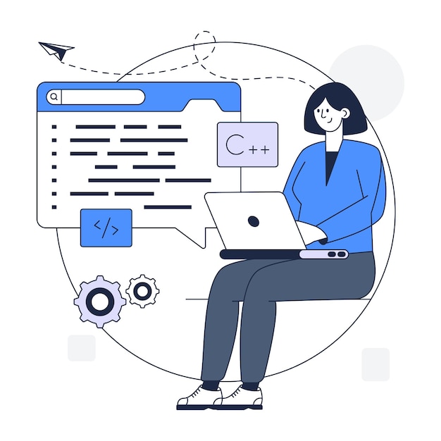 Modern web development outline illustration design