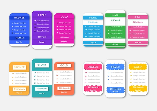 modern web pricing comparison table design template