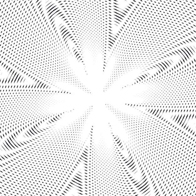 Moire pattern, op art background. Hypnotic backdrop with geometric black lines. Abstract vector tiling.
