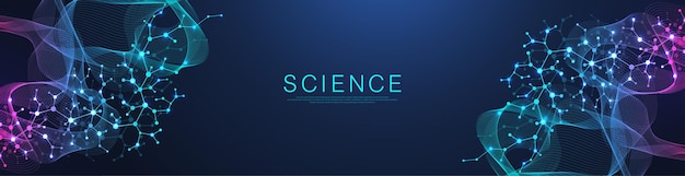 Molecular abstract structure and genetic engineering DNA Healthcare and medicine background concept