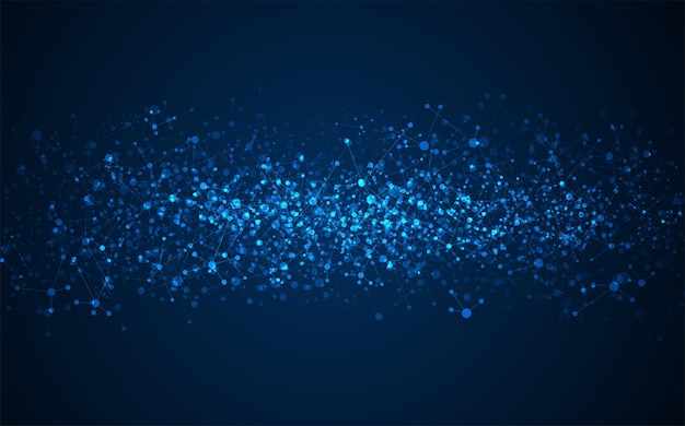 Molecules on blue background Used for design healthcare science and medicine background