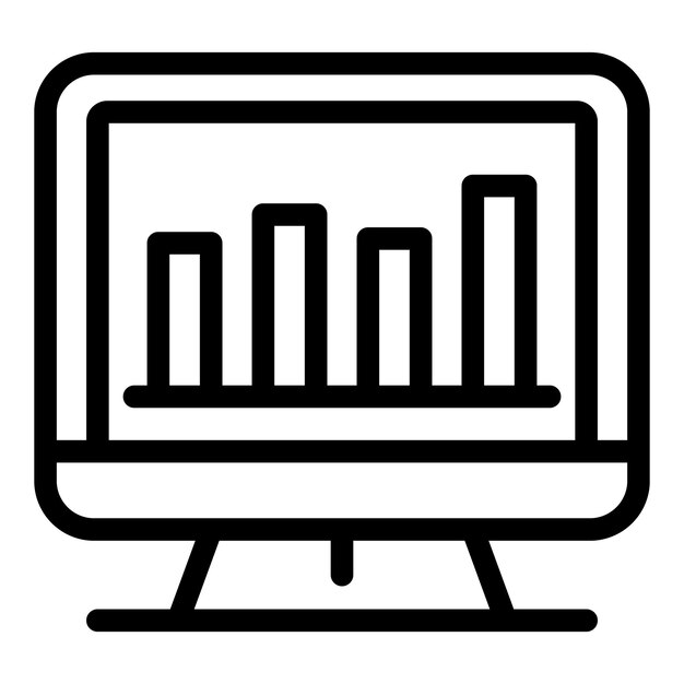 monitor analytics icon outline monitor analytics vector icon for web design isolated on white background