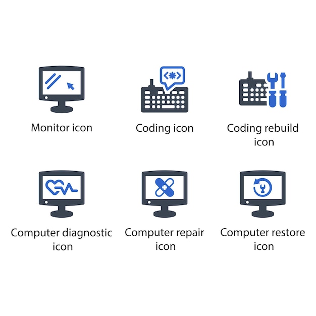 Monitor Coding Coding rebuild Computer diagnostic Computer repair Computer restore icon