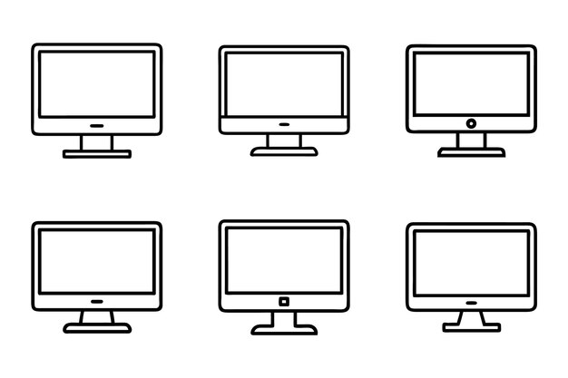 Monitor icon bundle set in vector art