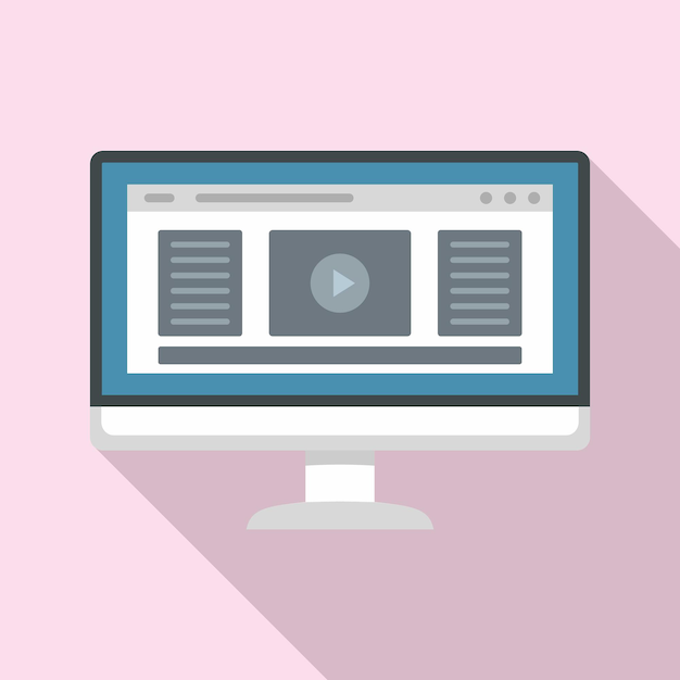 monitor play video icon flat illustration of monitor play video vector icon for web design
