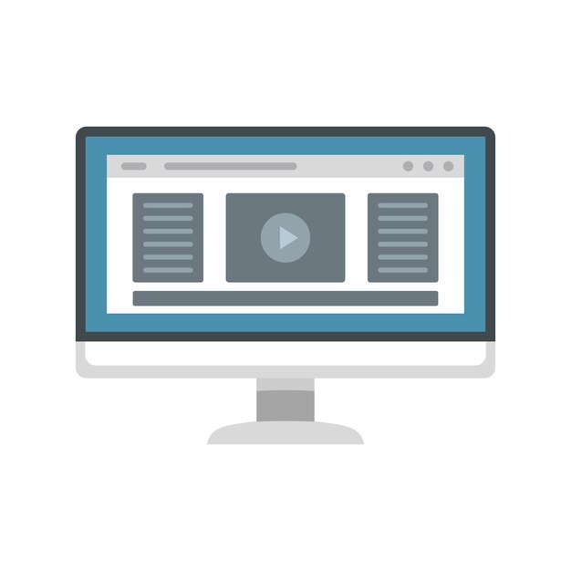 monitor play video icon flat illustration of monitor play video vector icon for web design