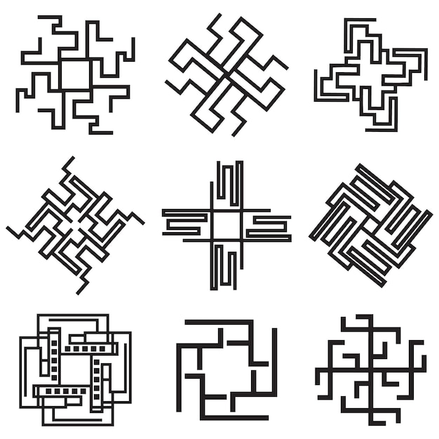 monochrome abstract logo collection of various shape