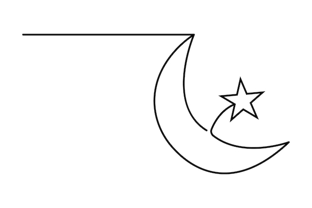 moon continuous one line drawing of simple vector illustration