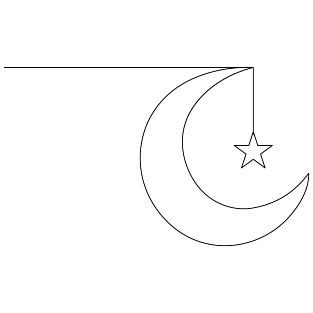 moon single line art continuous one line drawing of isolated outline vector art