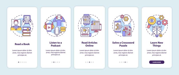 Morning routine ideas onboarding mobile app screen
