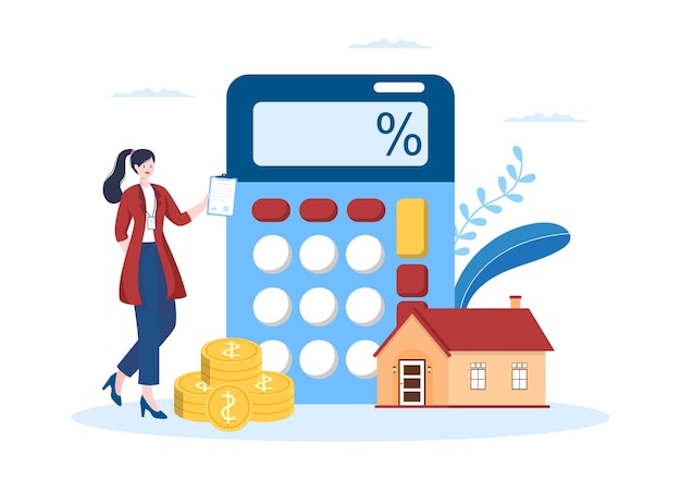 Mortgage Template Hand Drawn Illustration of Term Credit Debt by House Loan or Money Investment