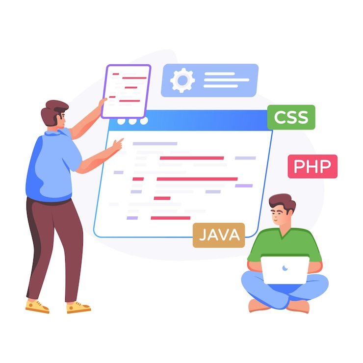 Vector một hình ảnh minh họa phẳng hiện đại về phát triển web