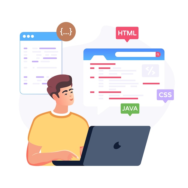 Một hình ảnh minh họa phẳng hiện đại về phát triển web