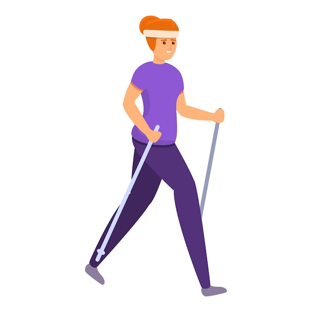 Mountain nordic walking icon. Cartoon of mountain nordic walking vector icon for web design isolated on white background