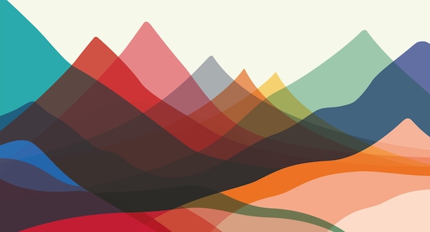 mountains flat color illustration abstract simple landscape colorful hills multicolored abstract