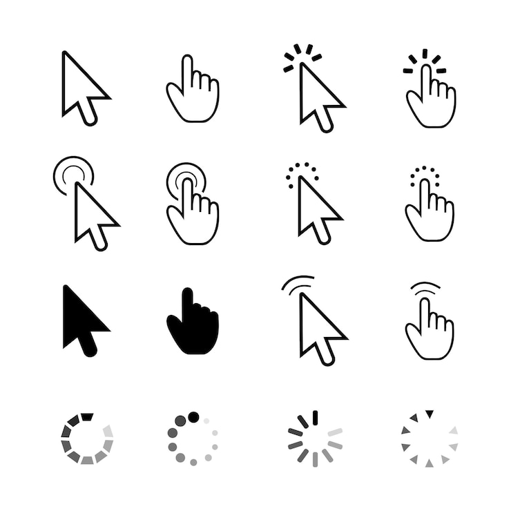 Vector mouse cursor set design